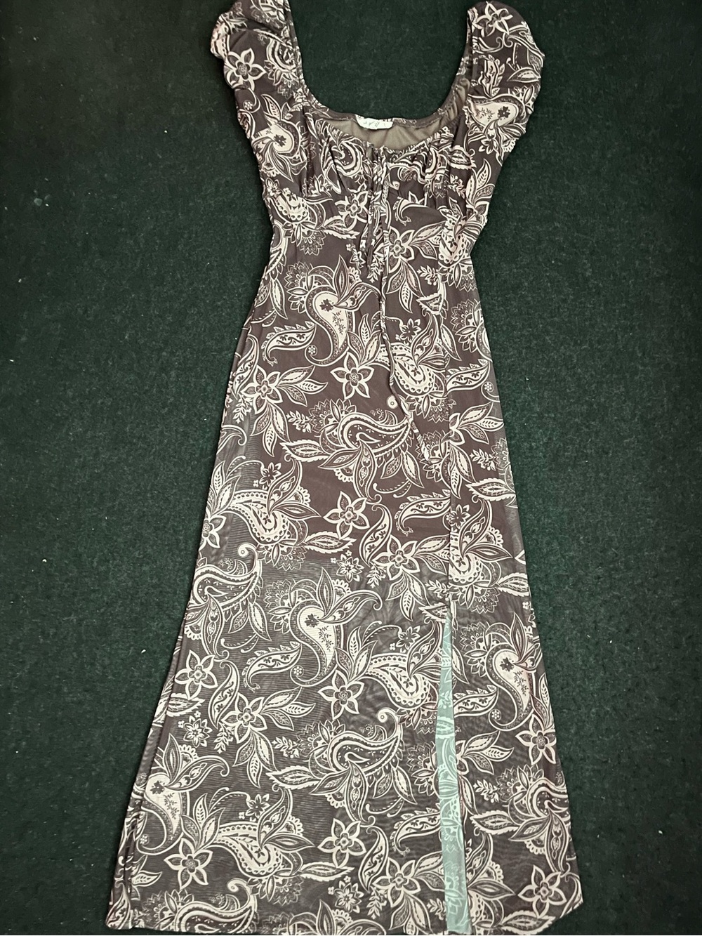 Women's Brown Floral Scoop-Neck Maxi Dress